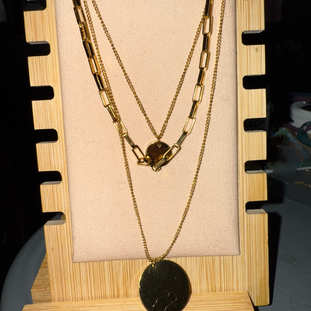 Gold Stainless Steel Layered Necklace WILL NOT TARNISH